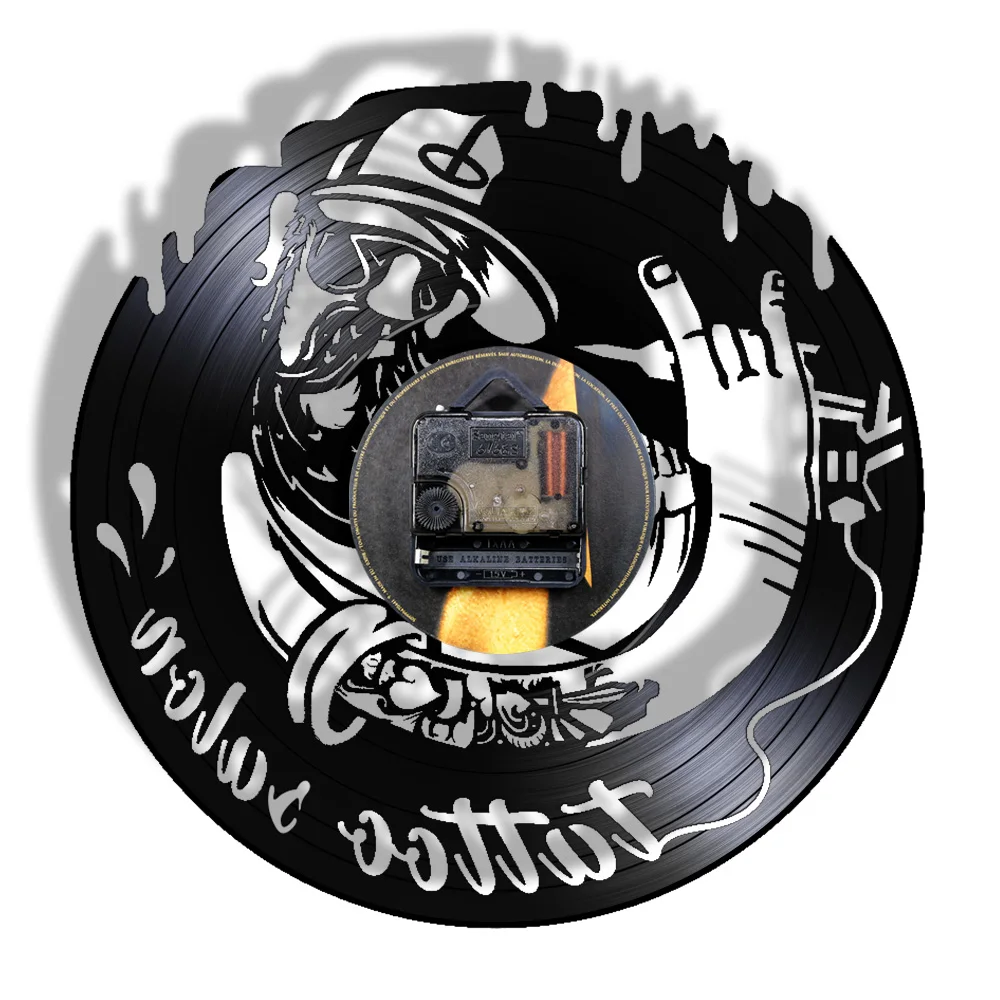 Тату студия деловой знак винтажная виниловая пластина настенные тату часы