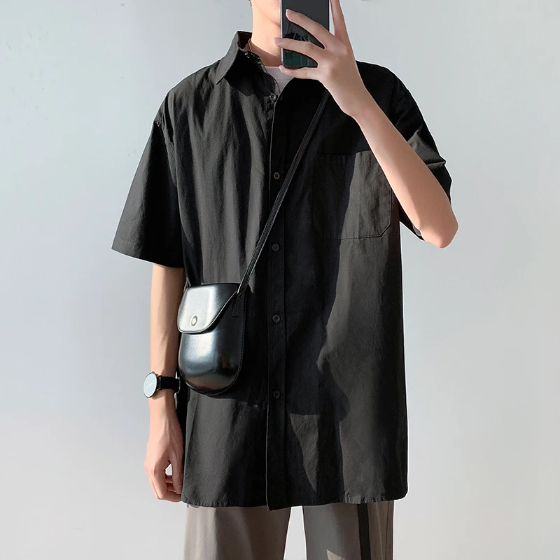 

Summer Cotton Short-sleeved Shirts Men's Fashion Multicolor Pocket Casual Shirts Men Streetwear Loose Dress Shirts Mens M-2XL