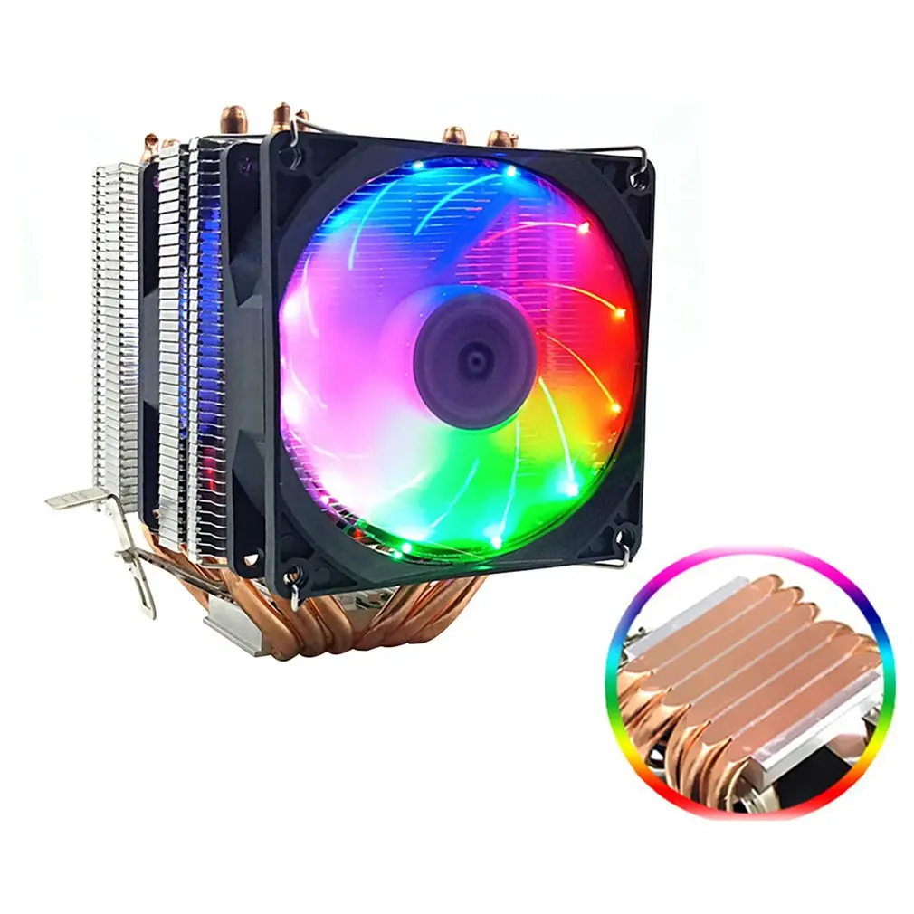 AVC Чистая медь 6 тепловая трубка 3 pin процессор теплоотвод AMD 1155 1156 настольный компьютер процессор вентилятор кулер теплоотвод один или двойной ветер