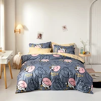 cartoon bedding set lovely pattern with cow girl black and white comforter set full size bedding set for adult children bedroom