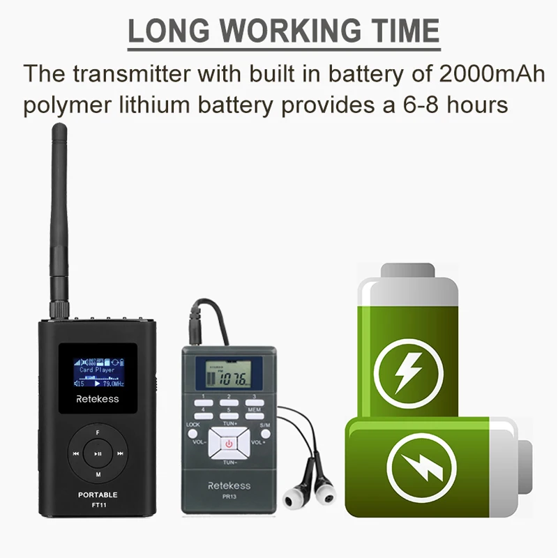 

1 FM Transmitter FT11+50Pcs FM Radio Receiver PR13 Wireless Voice Transmission System For Guiding Church Meeting Training