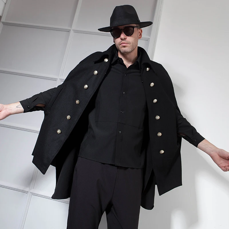 Осенне зимнее Свободное пальто средней длины Мужская накидка времен Второй