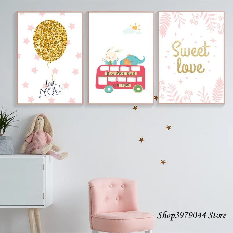 Детский Кролик Слон для детской комнаты принт розовая Звезда скандинавский