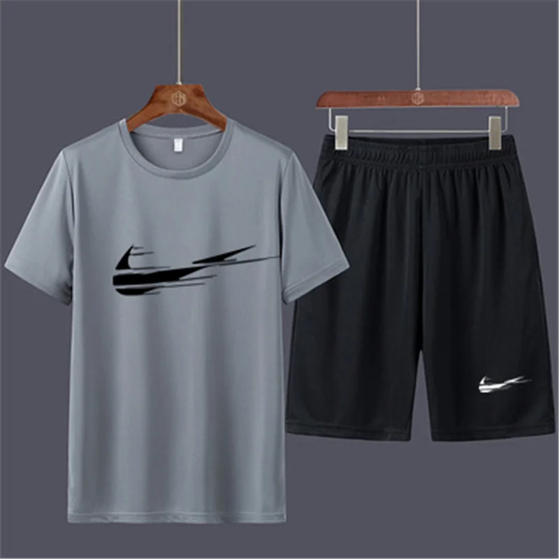 

New Summer 2021 Men t-shirt, Cotton Printed t-shirts，Men's Shorts+Men's t-shirt， Leisure sports fitness fashion Men's clothing