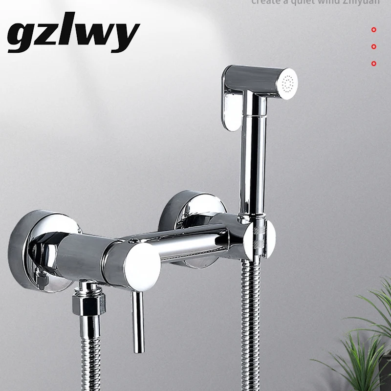 

Черный смеситель для биде gzlwy, латунный ручной распылитель для ванной комнаты, самоочищающаяся Душевая система для туалета, смеситель для в...