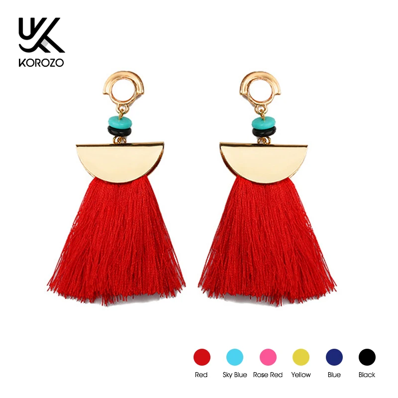 2019 Новые разноцветные кисти Серьги для женщин красный шелк ткань бахрома длинный