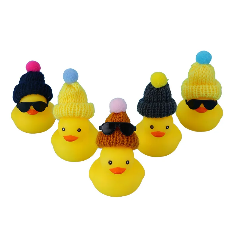 

Mini Little Yellow Duck with Cute Hat Pools Water Baby Fun Bath Toy Duck Family Children's Educational Toys