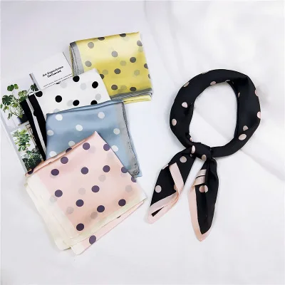 

Новый Модный маленький квадратный шарф в горошек 70*70 см, маленький шарф, Женский Универсальный головной платок, профессиональный шарф для р...