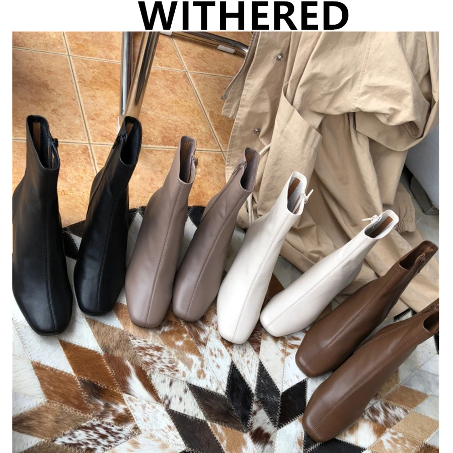 

Jenny&Dave Botas Mujer Women Winter Ankle Boots Women England Style Fashion Retro 100% Cowhide Comfrotable Solid Shoes Woman