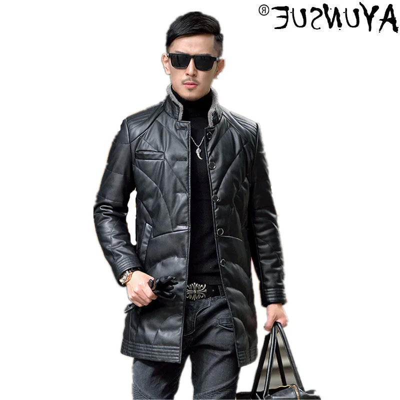 

Men's leather jacket 20% white down jacket men's winter coat