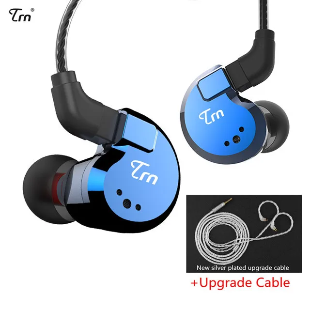 TRN V80 2DD 2BA гибридные наушники-вкладыши Hi-Fi Monito спортивные наушники для бега наушники со съемным кабелем ZST V30 ES4 24h - Цвет: blue no mic silver