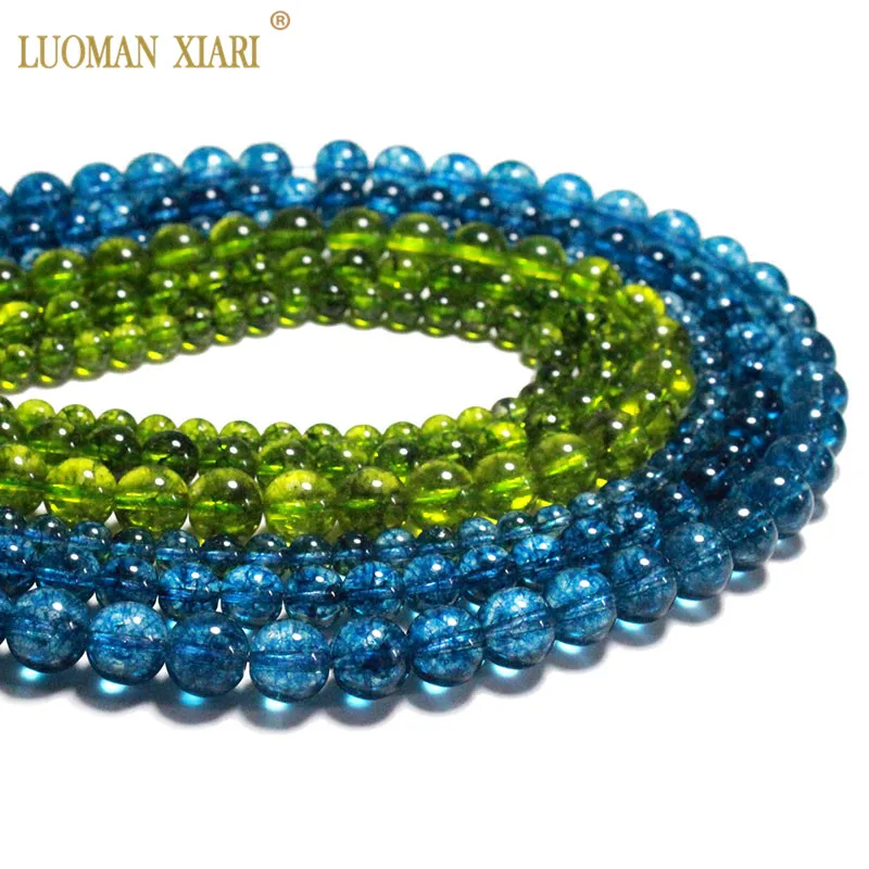 Опт цветные кристаллы оливина и круглые каменные бусины с глубоким синим