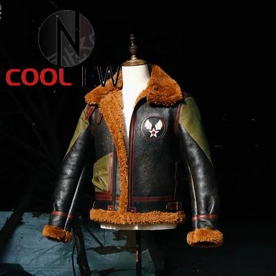 

CDB3-3 European US Size High Quality Super Warm Genuine Sheep Leather Coat Mens Big B3 Shearling Bomber Merino Fur Jacket