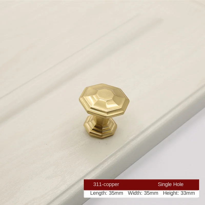311-Single Hole JD New Chinese Zinc Alloy Door Wardrobe Brushed Brass Door Handle Gold Cabinet Drawer Door Handle Furniture Handle Hardware - Color: 311-Single Hole