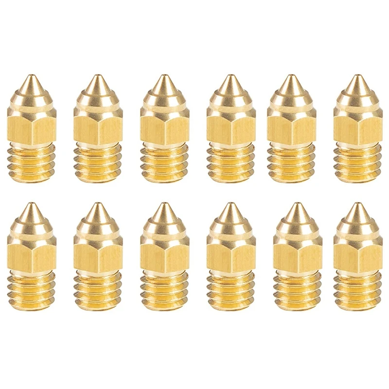 

12 Pcs Ender 3/CR-6 SE MK Nozzles, Extruder Brass Nozzle MK Thread Printer Head 0.4mm Output, for Ender-3 Serise/Ender-5