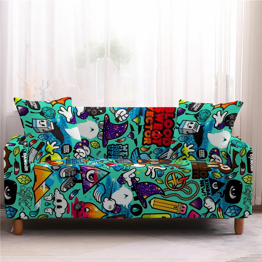 Мультфильмы Диван Обложка эластичная Защитная крышка для Гостиная украшения