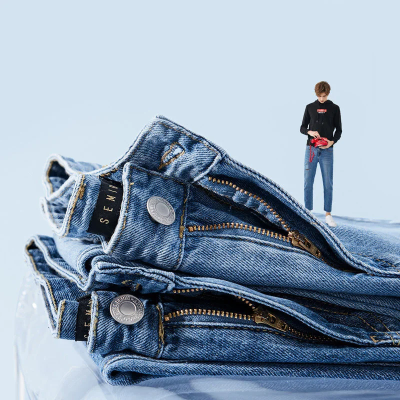 Джинсы SEMIR мужские укороченные из 100% хлопка узкие брючные джинсы с потертостями