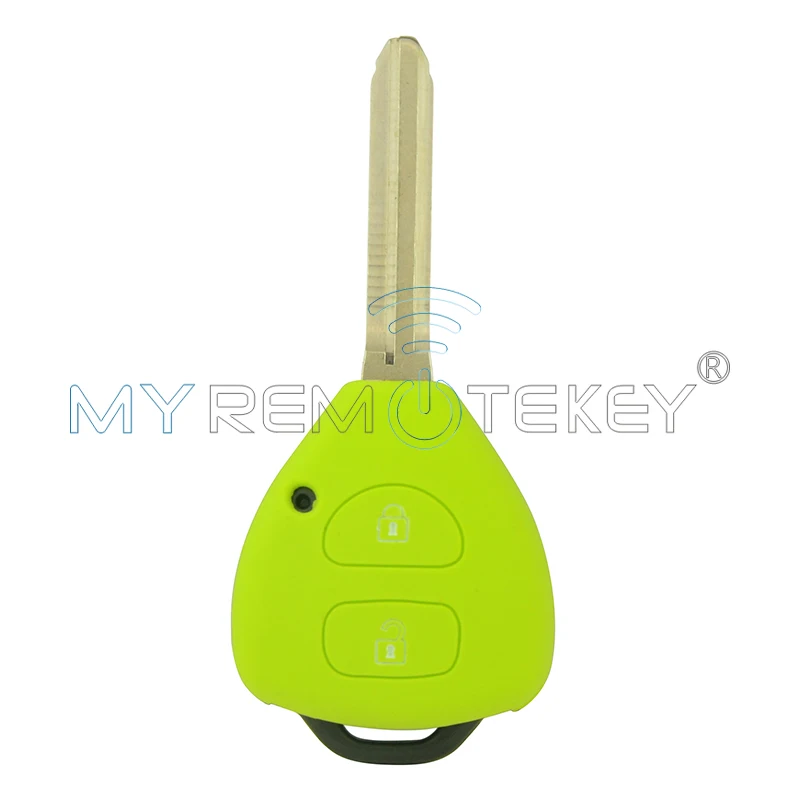 Автомобильный силиконовый чехол для ключей 2 кнопки с отверстием Corolla Camry YARIS Toyota