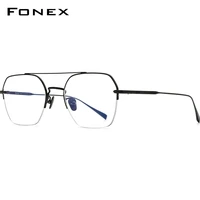 fonex titanium glasses frame men 2022 new semi rimless oversize square prescription eyeglasses half optical frame eyewear f85699