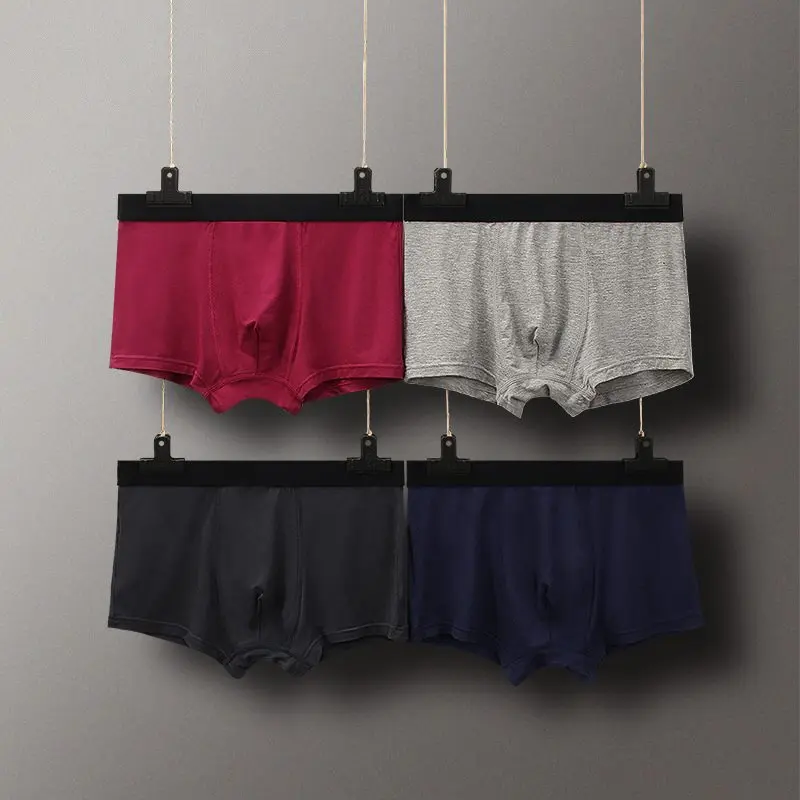 

4pcs/lot Mens Underwear Shorts Boxers Man Casual Male Panties Ice Silk Breathable for Men's Underpants Loose Spandex Hot