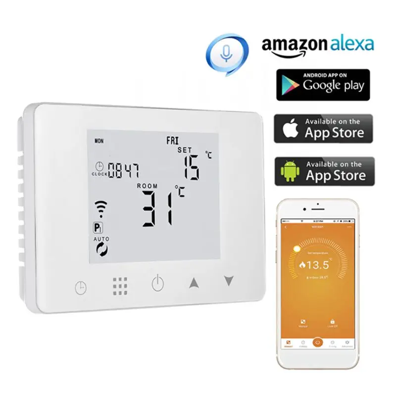 

WiFi Room Thermostat Gas Boiler Wall-mounted Heating Wireless Remote Temperature Controller for Alexa Google Home 110V 220V