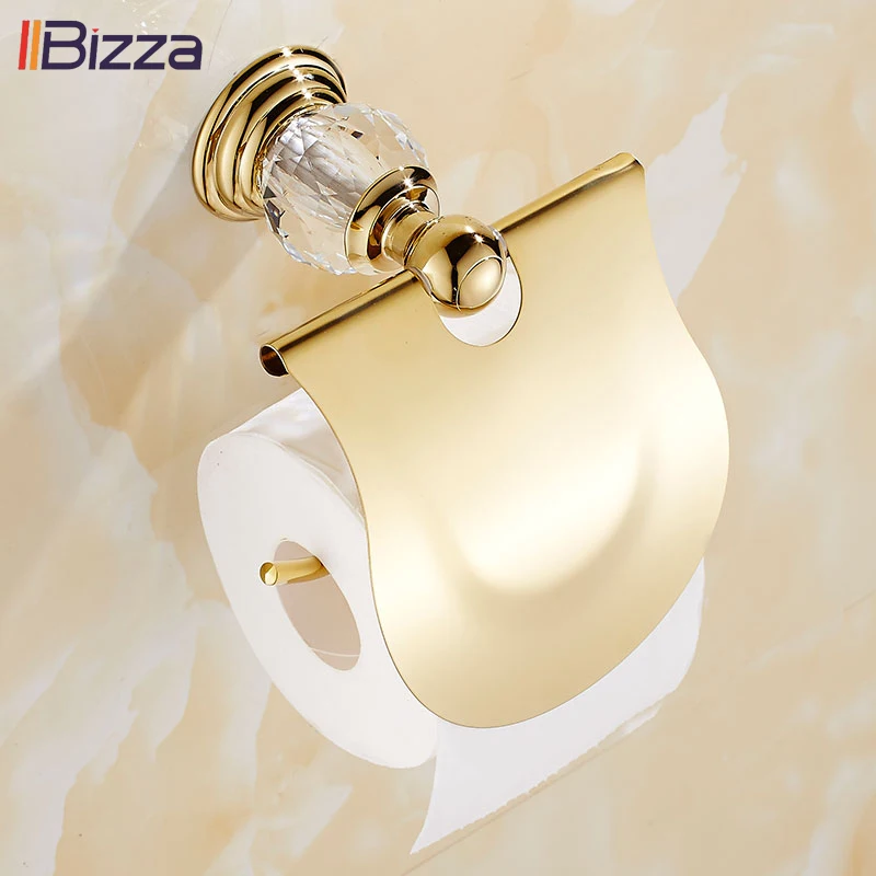 Золотистый держатель для бумаги с кристаллами крючок халата мыла одинарный