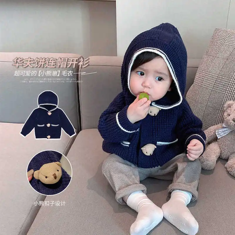 

Кардиган детский осенне-зимний, с капюшоном, в Корейском стиле