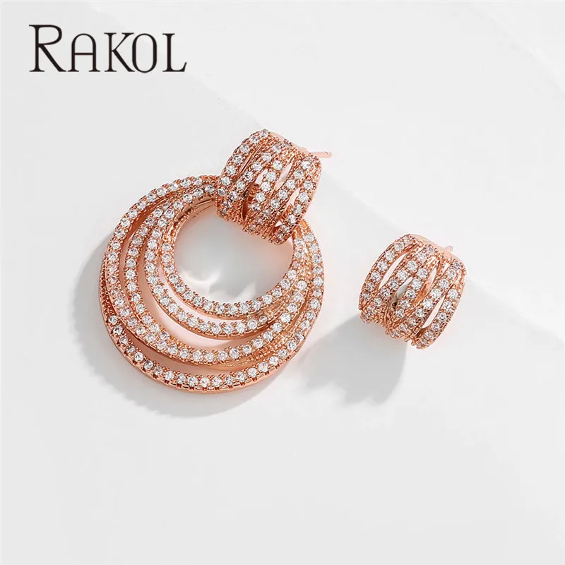 Женские многослойные серьги с фианитами RAKOL многослойное ювелирное украшение