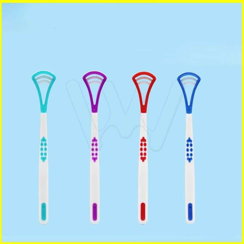 

2Pcs Oral Dental Care Clean Away Bad Breath Tongue Cleaner Brush Scraper Handle