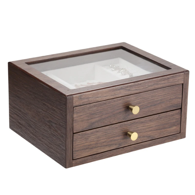 Ящик для ювелирных изделий из твердой древесины старинный ручной ящик витрина