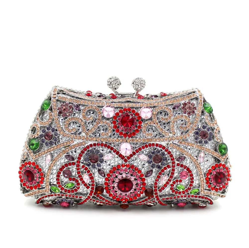 

XIYUAN Женская вечерняя сумка с цветочным рисунком для дня рождения, женская сумка-клатч с цветочным рисунком, свадебная сумка с бриллиантами