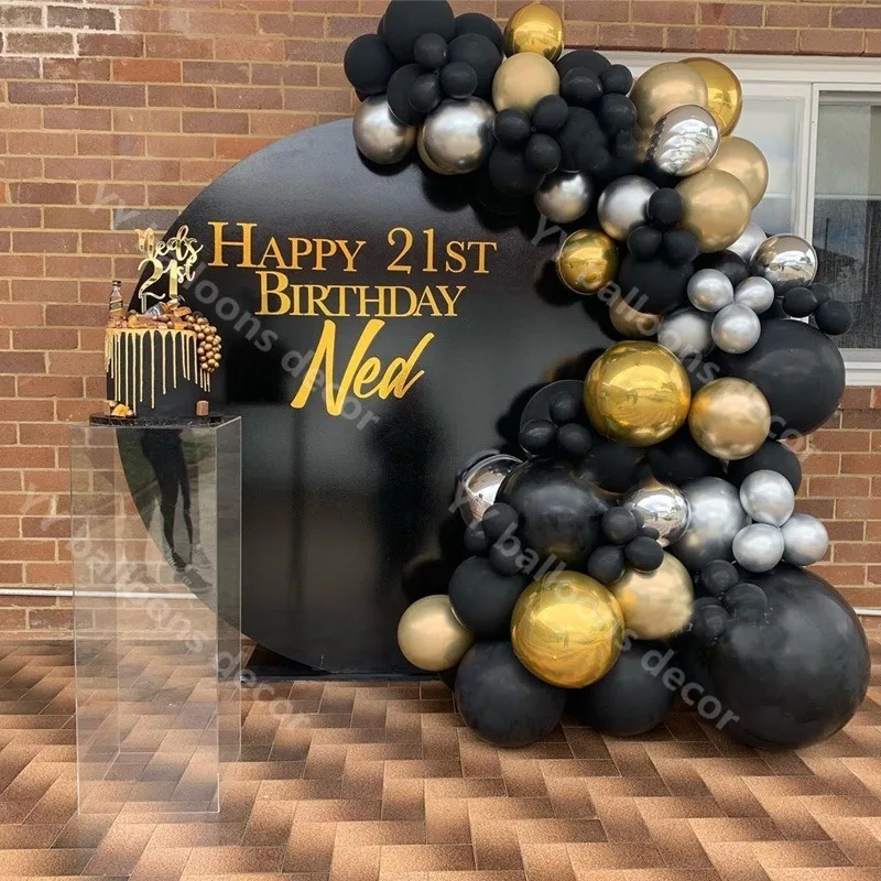 50pcs DIY Black Balloons Flashing Metallic 5/10/18 Inch Latex Golden Sliver Balloon Wedding Birthday Party Decoration | Дом и сад