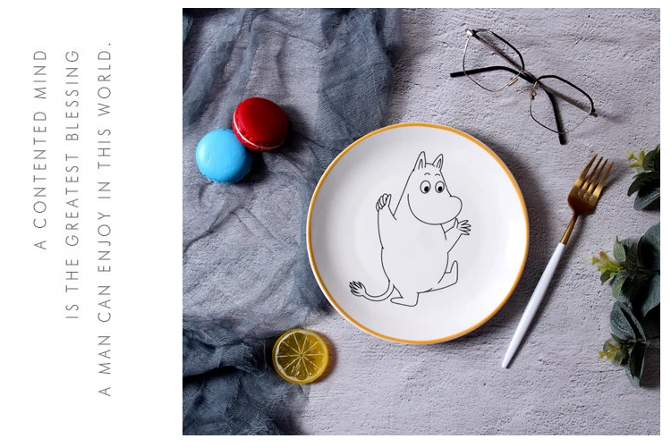 Скандинавский стиль Moomin 8 дюймов стейк керамическая тарелка рисовая чаша ложка Amy Shili мультфильм керамическая детская посуда