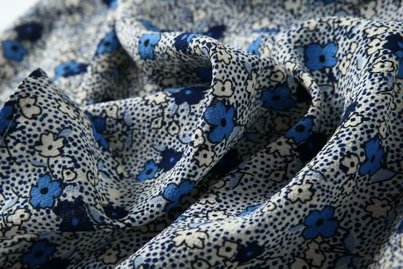 Bazaleas Франция темно-синий цветочный узор женское платье винтажное тонкое vestidos