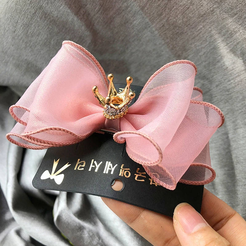 

2020 New Girls Bowknot Crown Headband Lace Elastic Hairbands Princess Hair Band Headwrap Fashion Children Kids Hair accesories