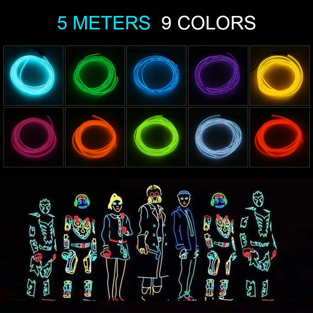 Neon Light El Led Wire Under Car Flexible Soft Tube Lights Christmas LED Strip Sign Anime/Body Woman/Rooms Rope RGB | Дом и сад