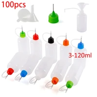100pcs 5ml 120ml plastic squeezable dropper bottles metal dropper needle tip liquid cig oil e juice fill container