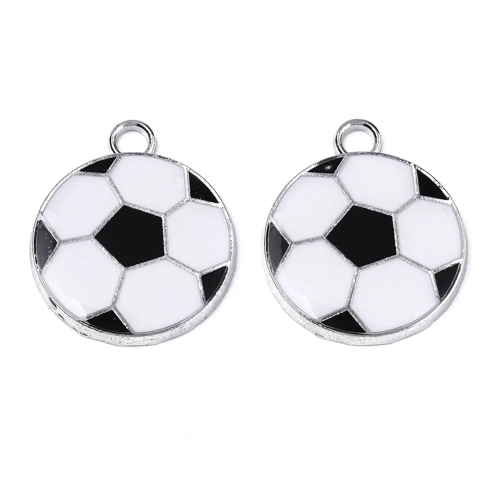 

5pcs Alloy Enamel Hollow Football Pendants Flat Round Sport Charms for Jewelry Making DIY Bracelet Necklace Keychain Accessories