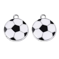 5pcs alloy enamel hollow football pendants flat round sport charms for jewelry making diy bracelet necklace keychain accessories