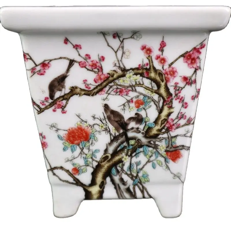 

Китайский Старый Фарфор пастельный цветочный узор квадратный цветочный горшок