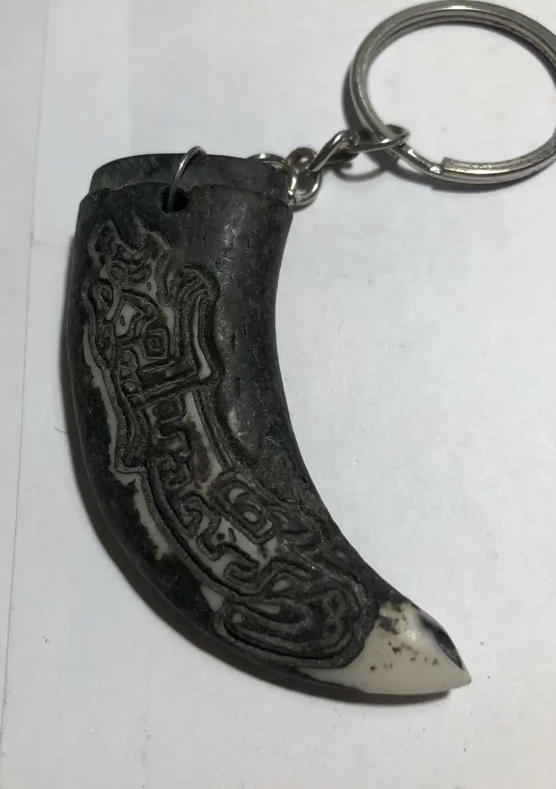 

12 pcs Boy Men's Faux Yak Bone carved Lucky Totem Biker Keychain Amulets Gifts
