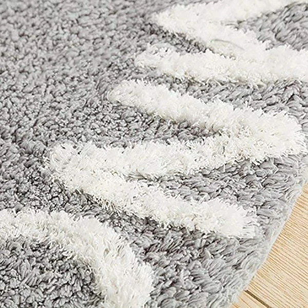 Abc Alphabet Kids Crawling Play Mat - Super Soft Knitting Educational Washable Area Rugs Round 120CM Diameter Grey |