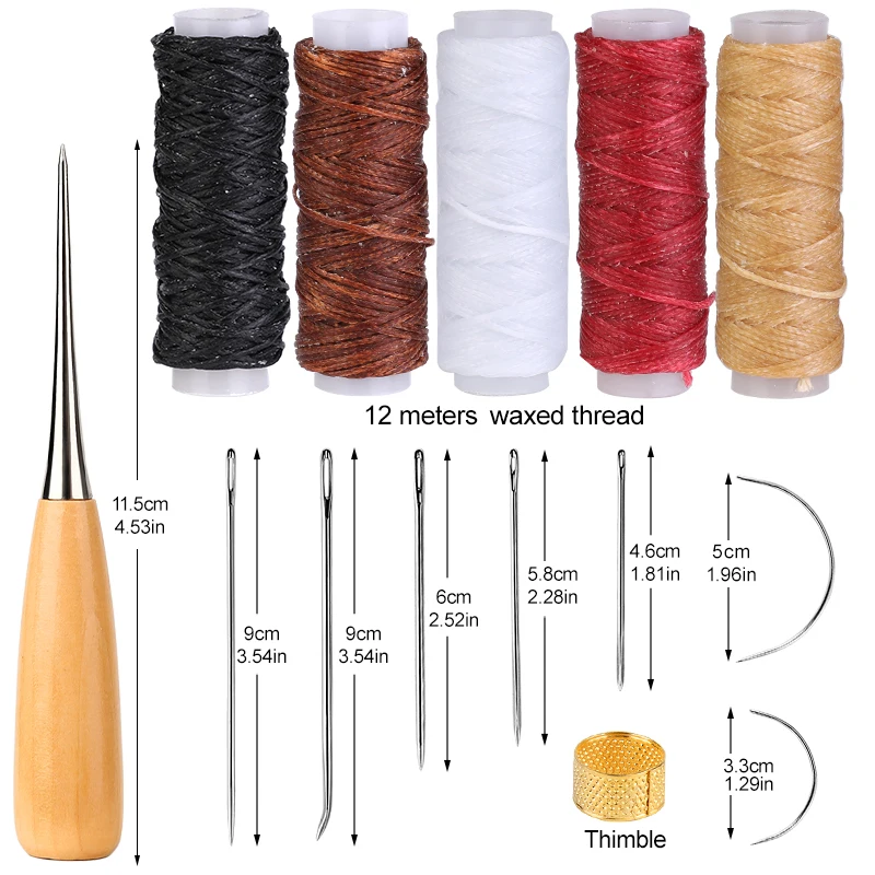 Набор швейных игл IMZAY для кожи набор из 5 вощеных ниток нержавеющей стали шитья