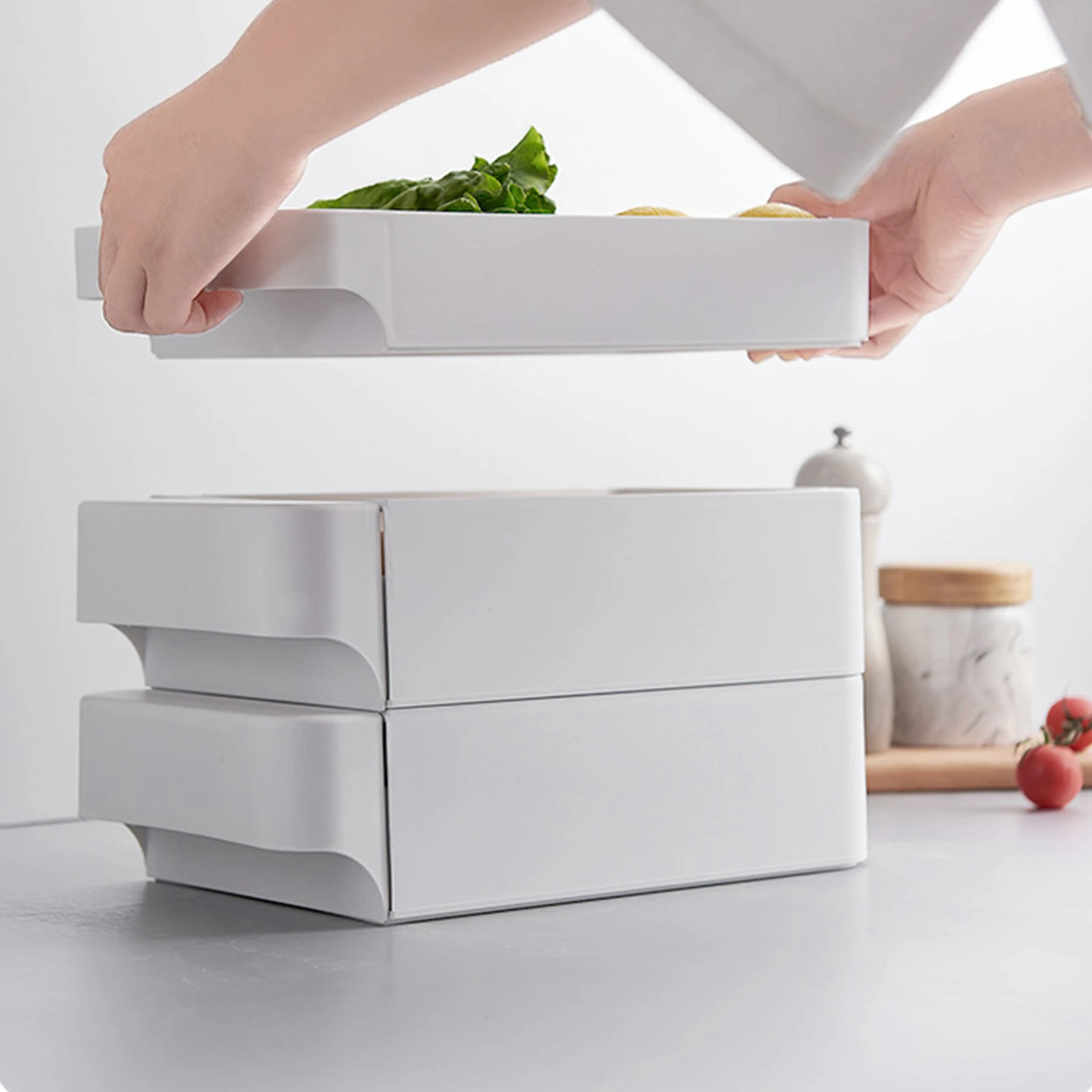 

Food Organizer Egg Storage Box Refrigerator Fresh-keeping Box Kitchen Supplies Fruits And Vegetables Drawer Type Can Be Stacked
