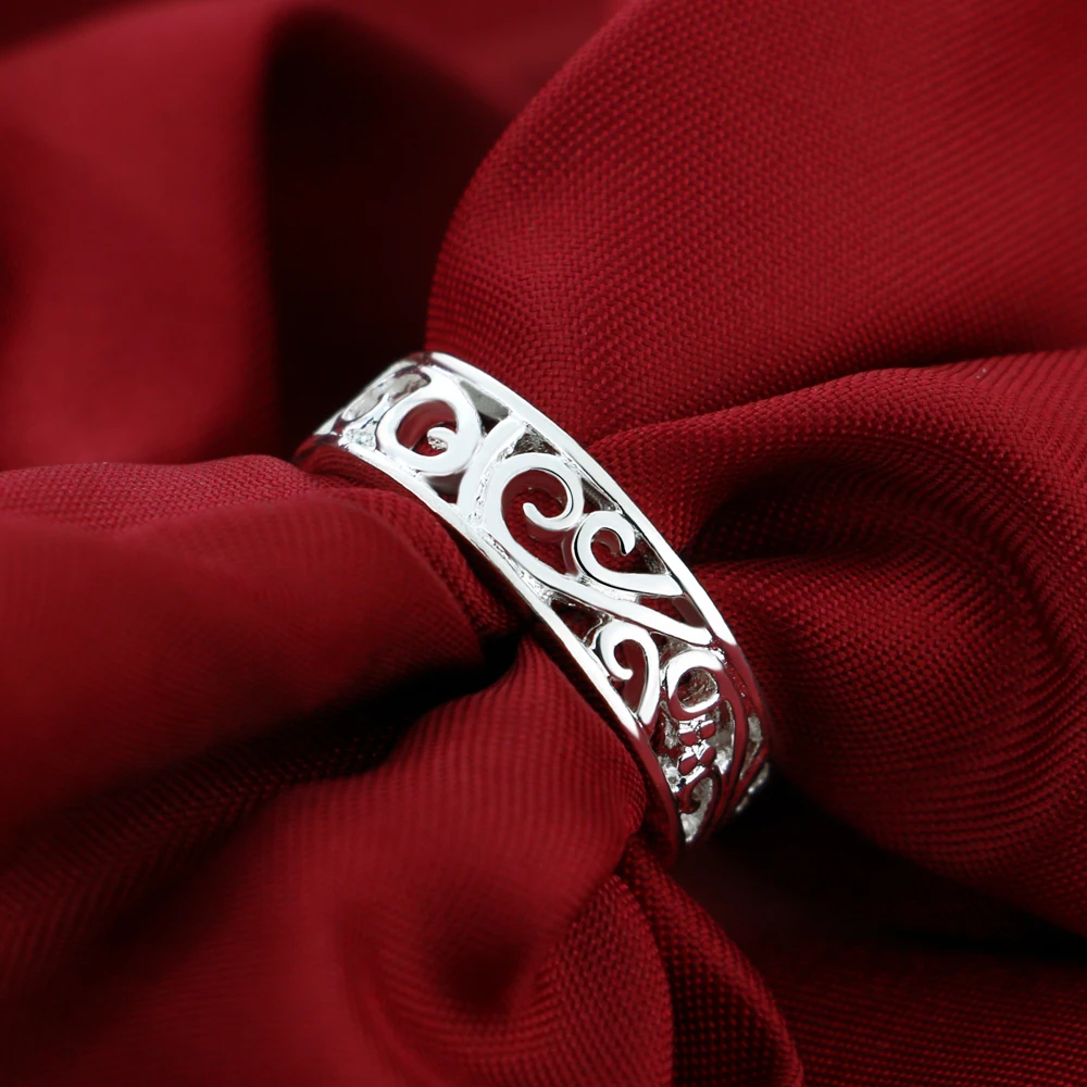 

Ethnic Style 925 Sterling Silver Rings Carved Decorative Pattern Design Girl Solid Silver Rings 4-8# Popular Jewelry