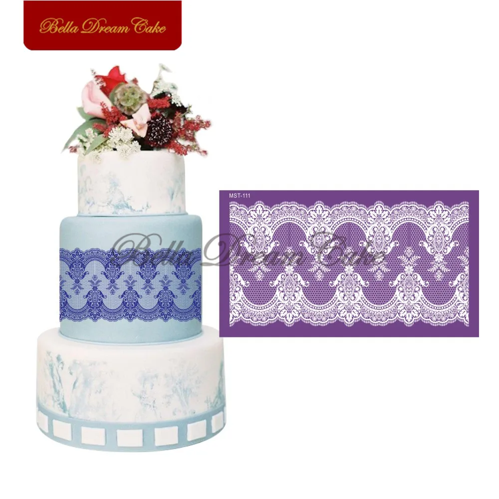 Pearl Flower Lace Design Cake Stencil Fondant Mold Mesh Stencils Wedding Border Mould Decorating Tool Bakeware | Дом и сад
