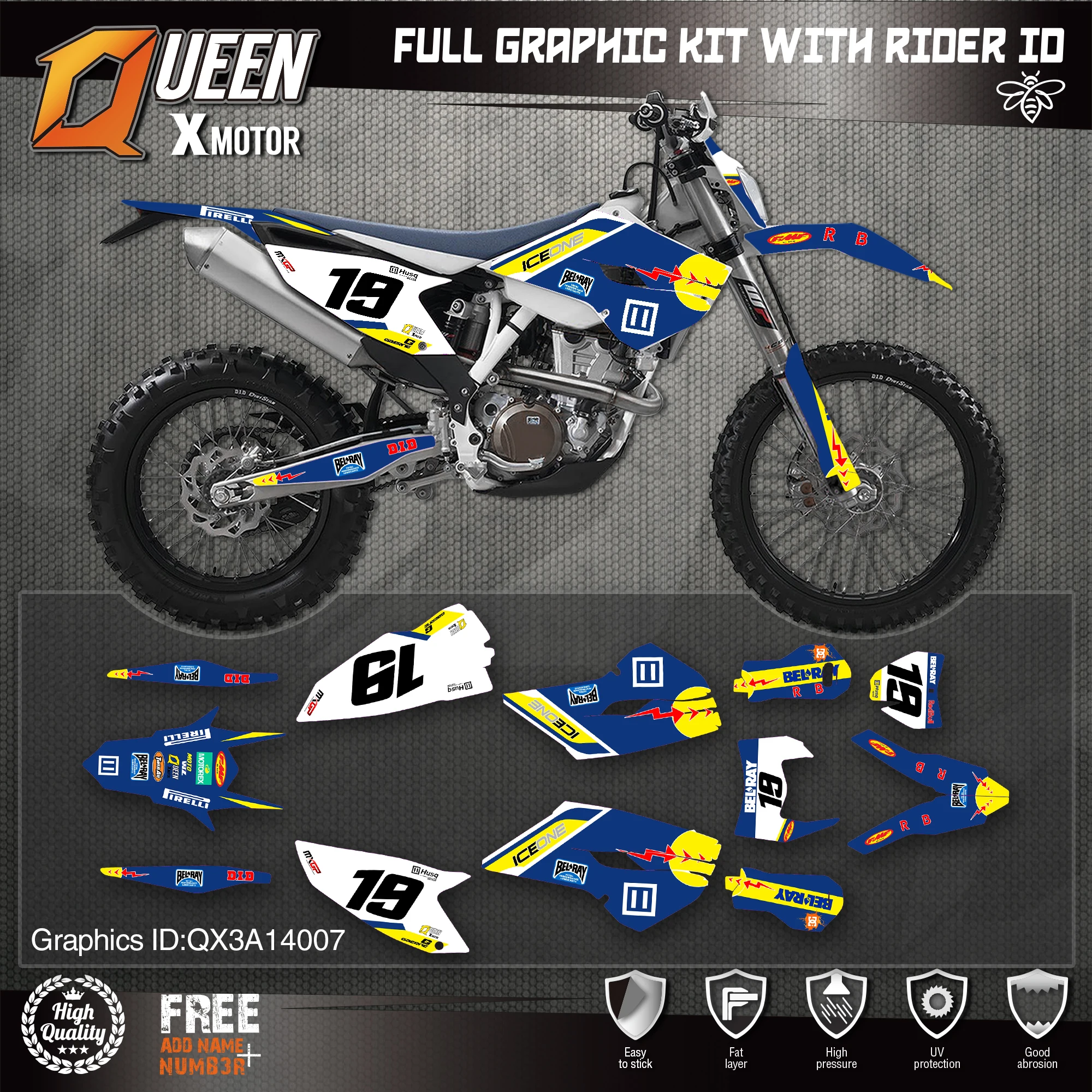 Оригинальные графические наклейки Queen X Team Набор наклеек 3M для Husqvarna наклейка 2014 15