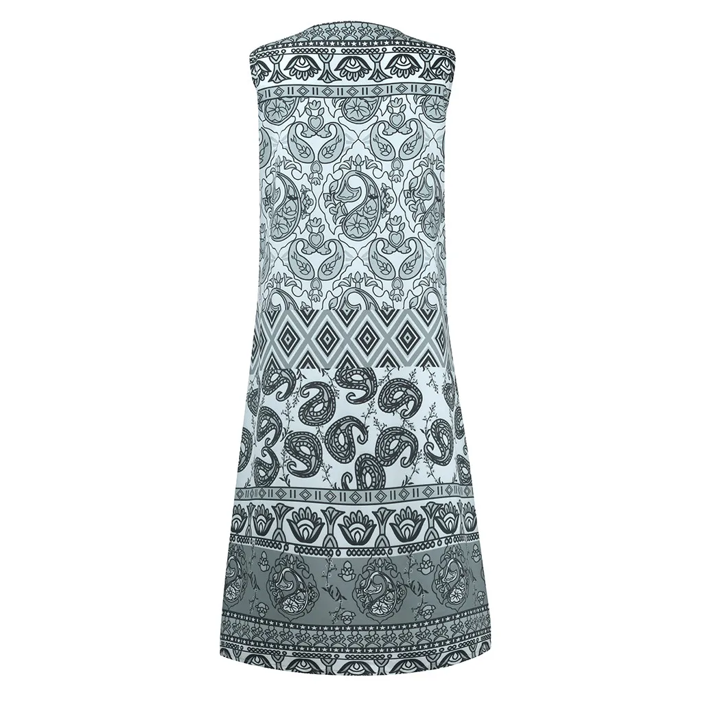 2020 new S-5XL Plus Size Dress Summer Women Vintage Short Sleeve Midi Retro Printed Loose-Fit Beach Casual mujer #25 | Женская одежда