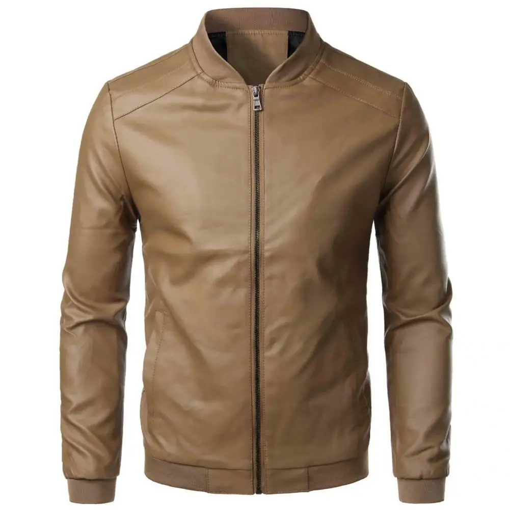 

Trendy Spring Coat Fit Wear-resistant Spring Jacket Faux Leather Spring Jacket