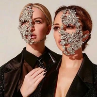 handmade crystal half face jewelry prom mask for women luxury rhinestone face accessories makeup chain masks veil party gift